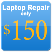 blue laptop repair button